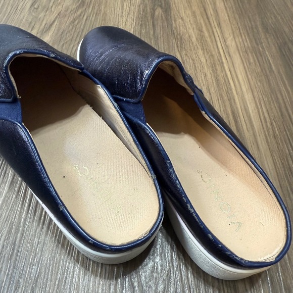 Vionic Dakota Metallic Navy Leather Mules Sneakers Women's 8 - Picture 5 of 6